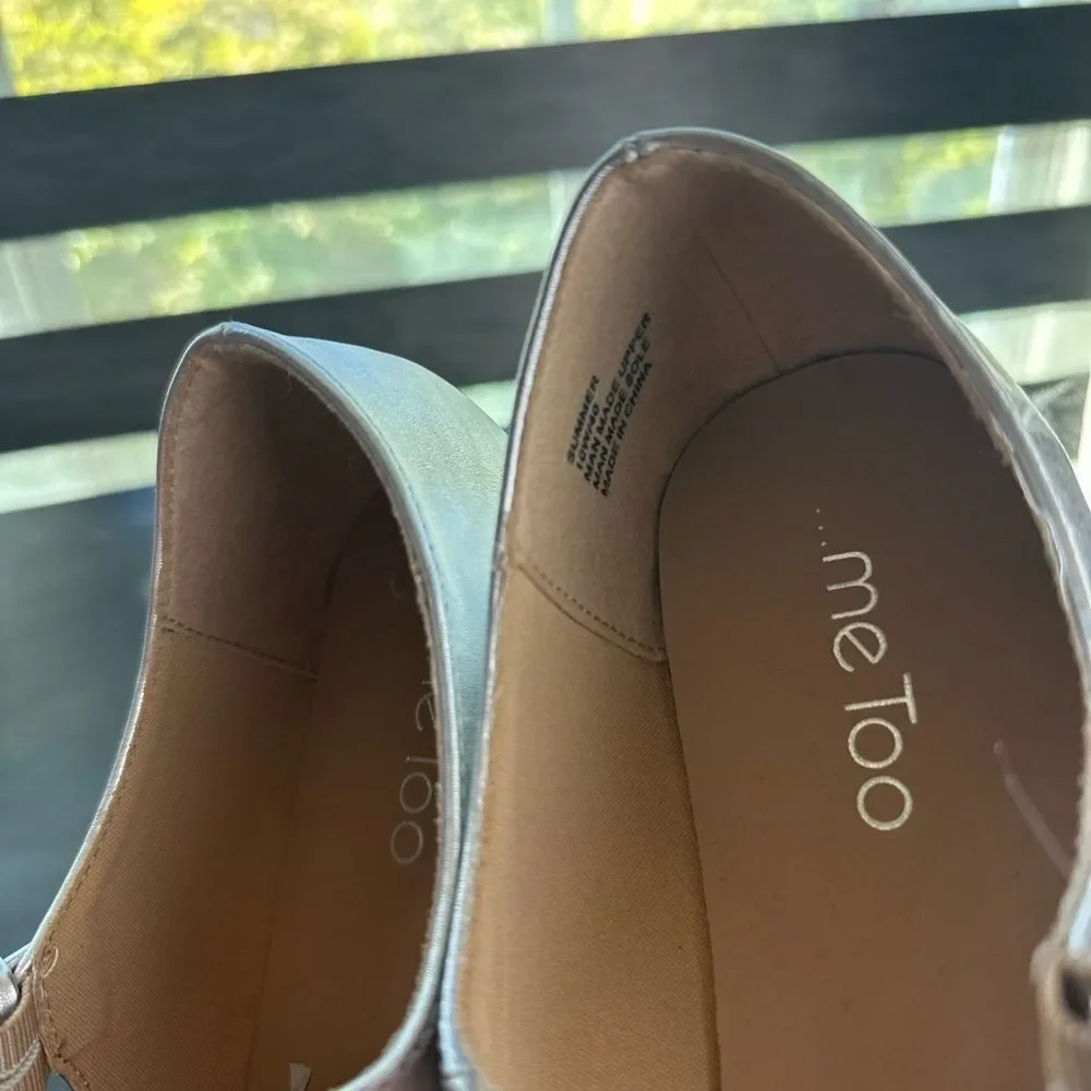 Me Too Elegant Silver Buckle Flats Size 10
